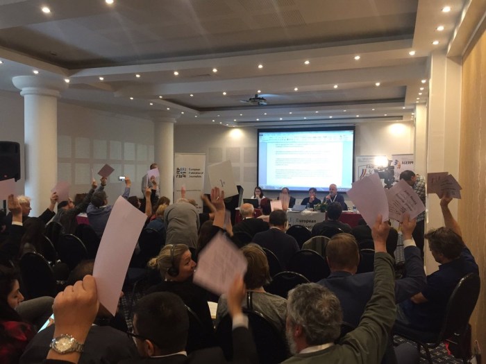 Votul AG EFJ pt motiunea FAIR MediaSind