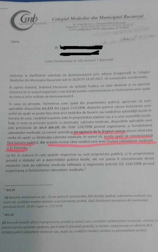 Raspuns Colegiul Medicilor din Buc p1