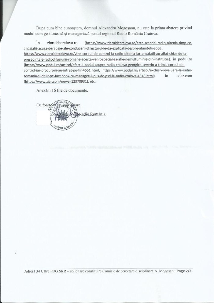 Solicitare cercetare disciplinara Mogosanu 2