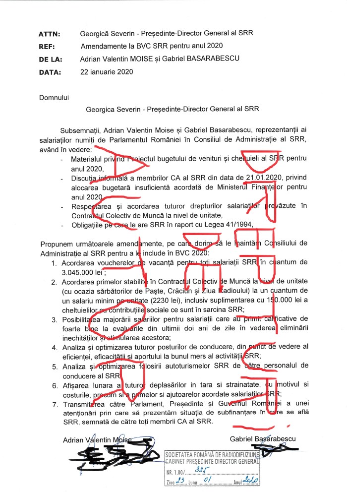 Solicitare catre CA al SRR amendamente BVC 2020