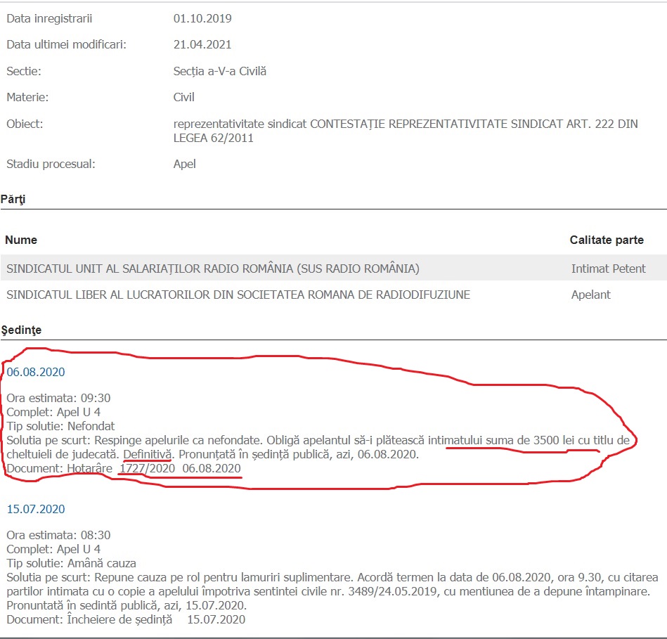 SUS RR vs SLSSRR Trib Buc dosar 36633 299 2017